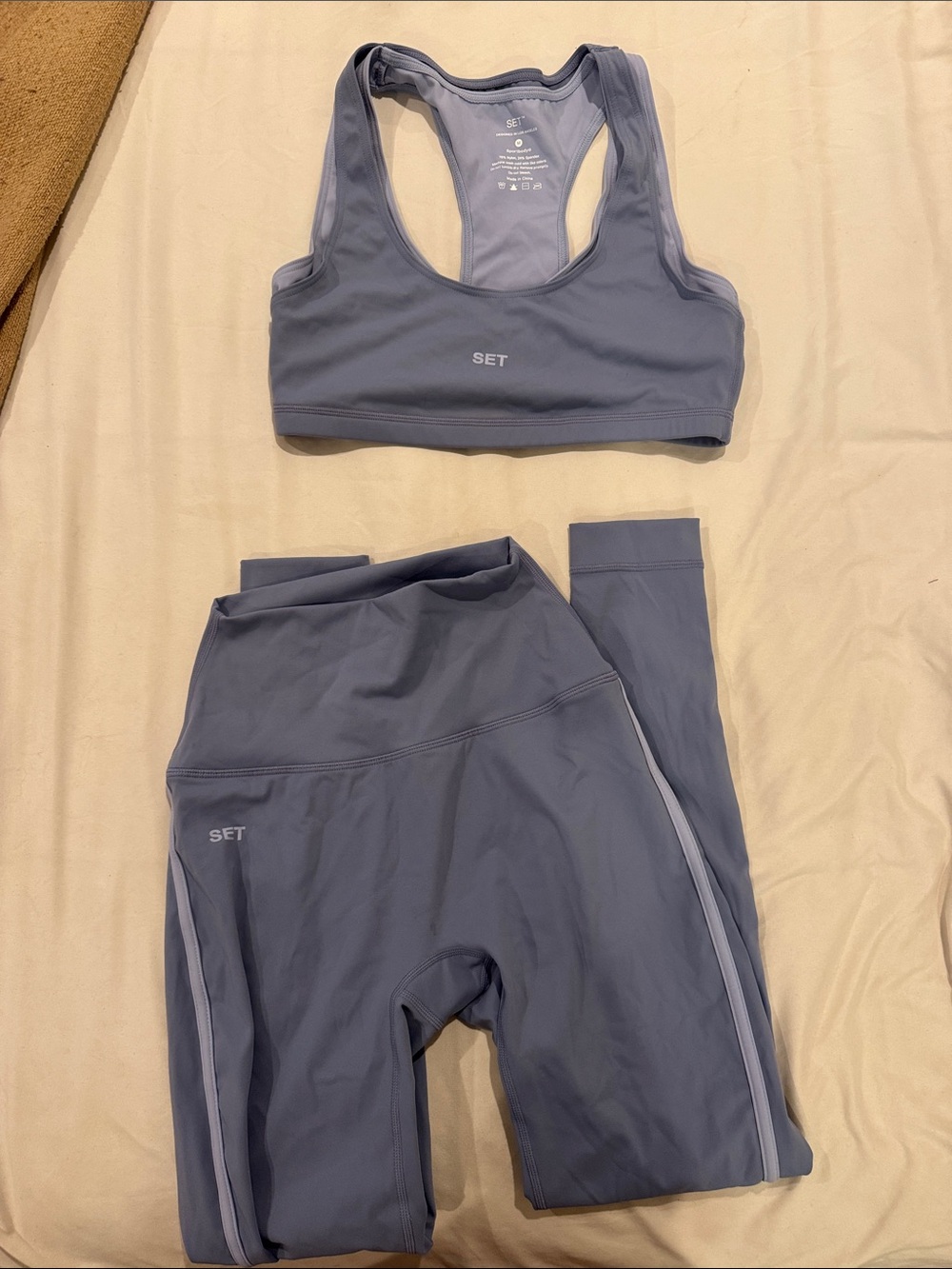 SET Active Women's Blue High-Waist Leggings & Sports Bra Set